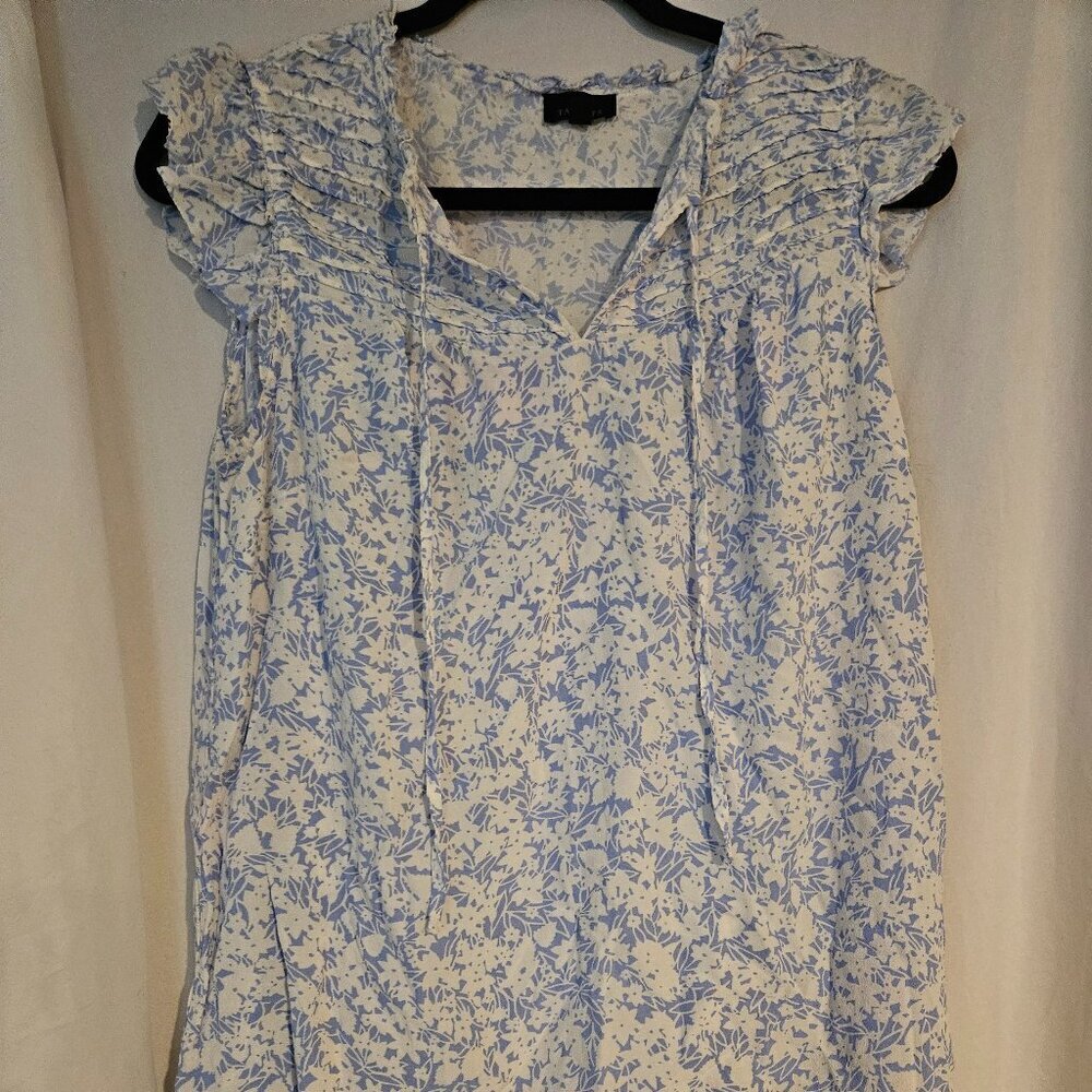 Talbots Blue and White Floral Blouse
